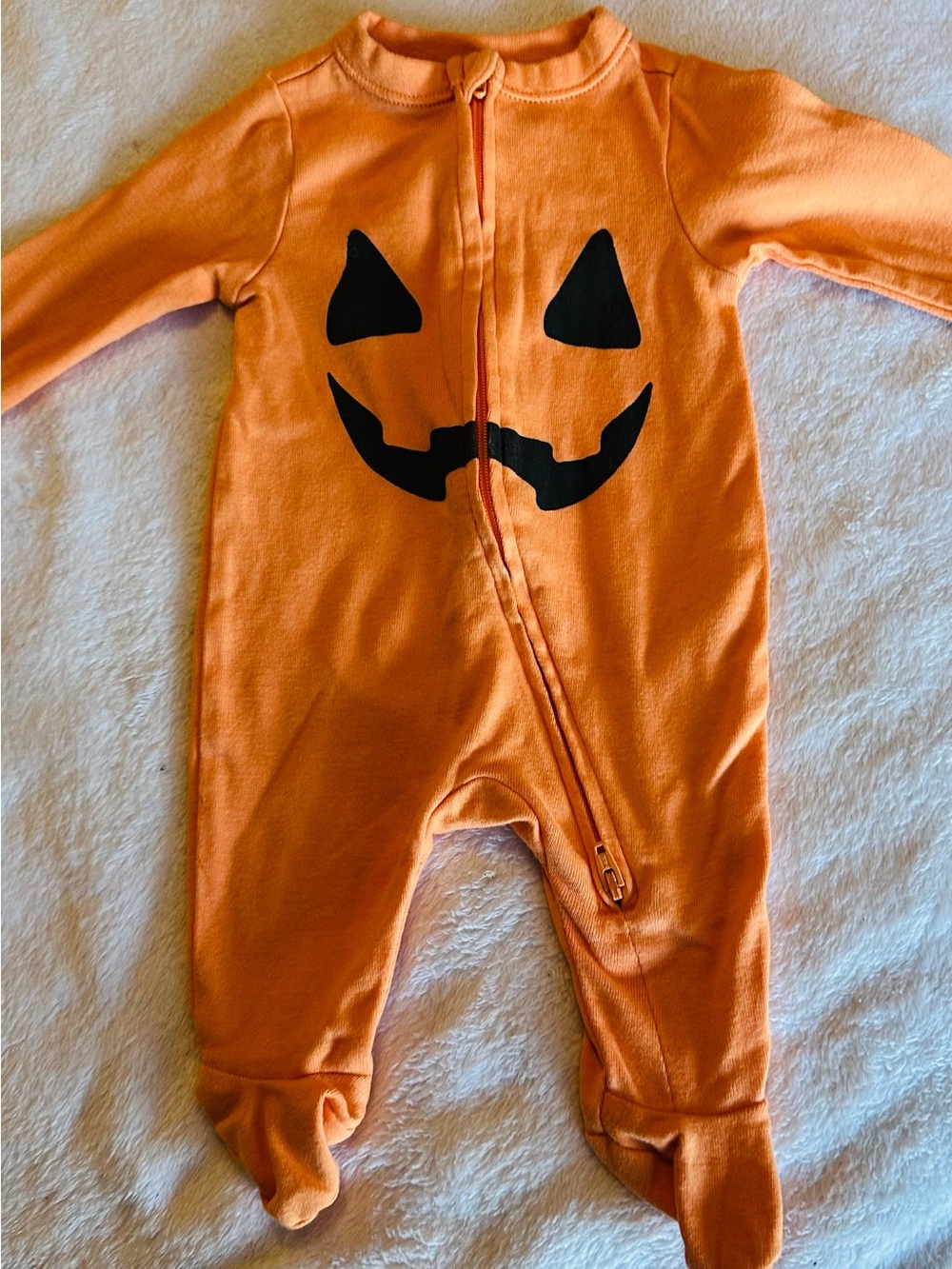 Old Navy Orange Pumpkin Face Footed One-Piece
